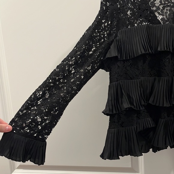 NWOT J Crew black lace and ruffle top - Picture 3 of 3